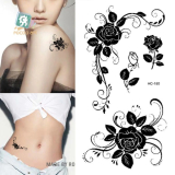 Tetovací obtisky černé Roses 10,5 x 6 cm 