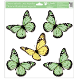 Okenní fólie s glitry zelení motýli 33x30cm
