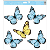 Okenní fólie s glitry světle modří motýli 33x30cm