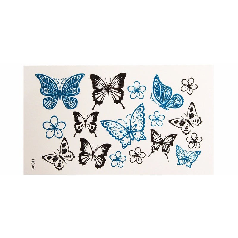 Tetování motýli Tetovací obtisky černé a modré
