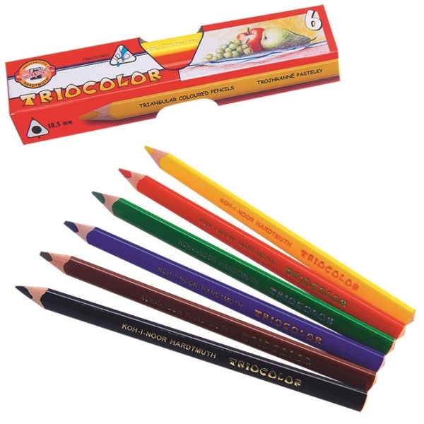 Koh-i-noor Školní pastelky trojhranné lakované 6 barev