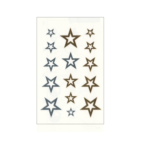 Tetovací obtisky zlaté a stříbrné hvězdičky 10,5 x 6 cm