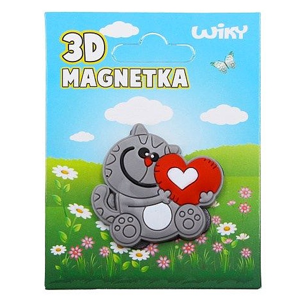 Magnetka 3D Kočička se srdíčkem