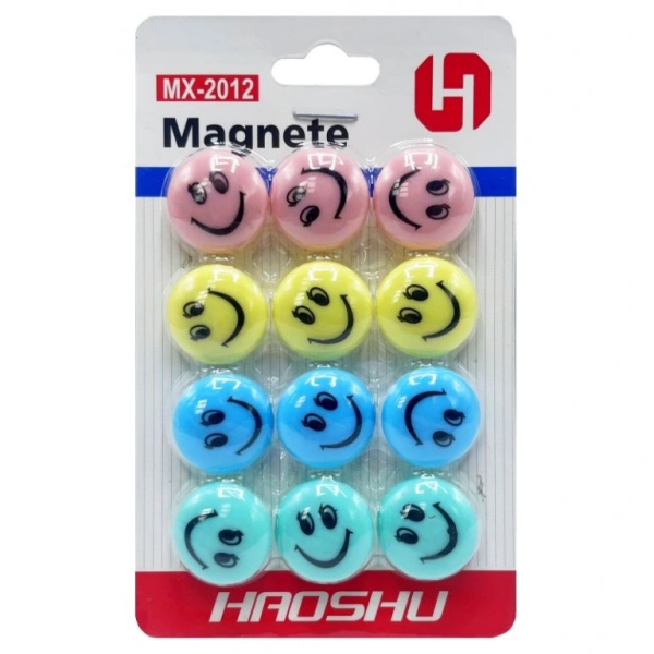 Dekorační magnety smajlík pastel 12 ks