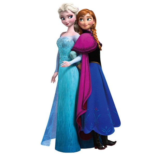 Samolepky na zeď Ledové království Anna a Elsa 65x40cm