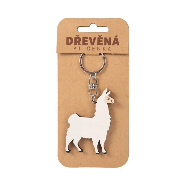 Dřevěná klíčenka Lama