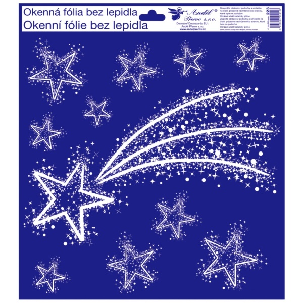 Okenní fólie vánoční s glitry 30 x 33,5 cm Kometa