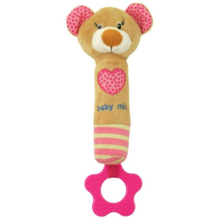 Plyšová hračka s kousátkem medvídek růžový