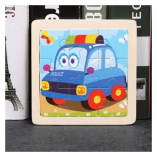 Dřevěné puzzle 9 dílků Policie 15 x 15 cm 