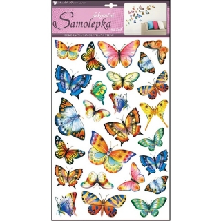 Samolepky na zeď motýli barevní 48 x 29 cm