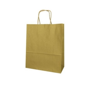Dárková taška zlatá střední 16 x 21 x 8 cm 