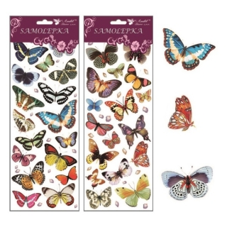 Samolepky motýli s glitry 30 x 12 cm