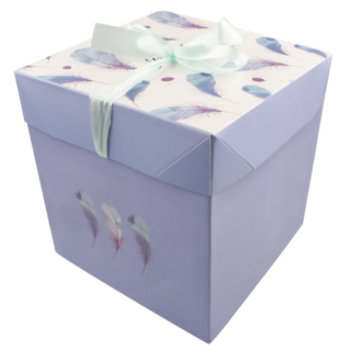 Dárková krabička skládací s mašlí fialová M 16,5x16,5x16,5 cm