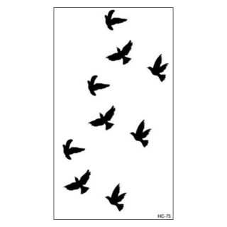 Tetovací obtisky černé Ptáci 10,5 x 6 cm 
