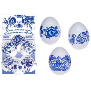 Velikonoce Smršťovací dekorace na vejce modré 10 ks + stojánky